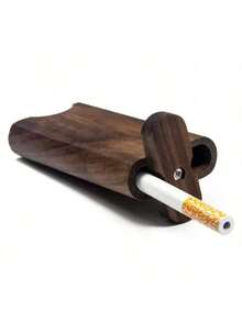 1pc Black Walnut Wooden Cigarette Case Holder, With Aluminum Alloy Cigarette Cleaning Hook, Portable Bag Easy To Clean, Ideal Gift Choice - Multicolor - View 1