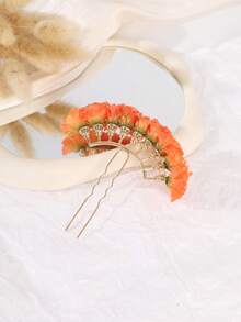 1件装花朵发梳新娘饰品头饰发夹装饰伴娘女士和女孩，侧梳，婚礼 - 彩色 - 查看 3