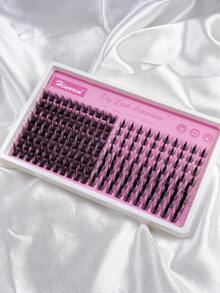 Hinarin 168 Pcs D Curl Cluster Lashes 2 IN 1 Wispy Clear Band Soft Cluster Eyelashes Extensions Length 10-16mm Mixed Fluffy Pointed Individual Lashes Cluster Invisible Band Manga Lashes Natural Look Crossed Anime False Eyelashes Suitable For Travel And Daily - D - View 3