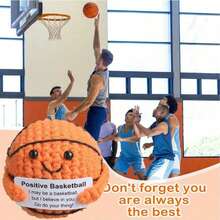 1个钩织迷你篮球礼品，适合篮球爱好者、男女篮球运动员作为生日礼物，精心钩织的篮球玩偶，充满运动活力，可爱设计搭配励志标语。感到疲惫时，捏捏它就能瞬间恢复精神。 - 彩色 - 查看 3