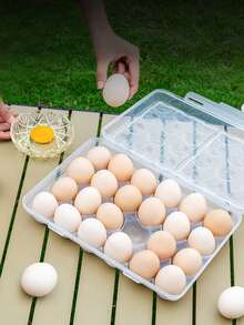 [6/12/15/18/24枚鸡蛋] 户外鸡蛋收纳盒 | 多层可堆叠鸡蛋整理器 | 深槽防碎防震隔板结构 | 加固材质，带安全锁设计 | 适用于户外露营、冰箱和橱柜 | 健康生活从鸡蛋开始 | 厨房和冰箱收纳必备（紫色）