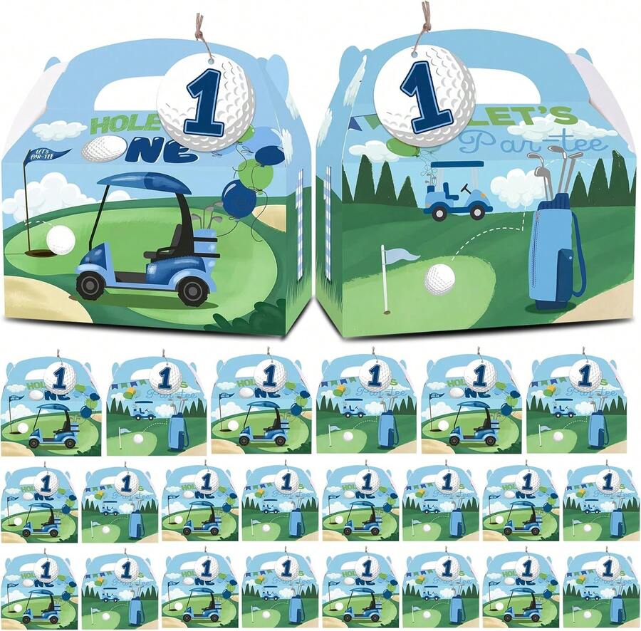24 Pack Golf Theme Treat Boxes With Thank You Tags For Birthday Party ...