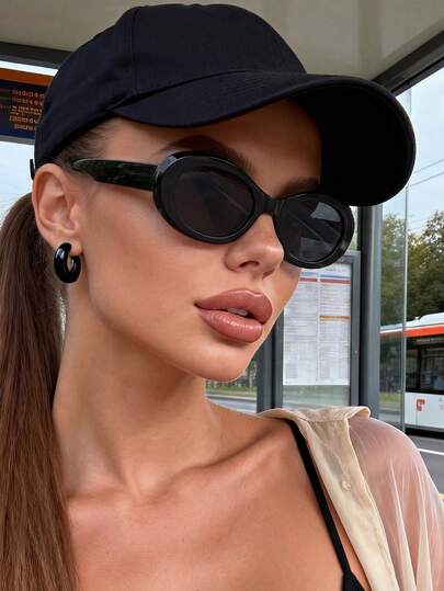 1 Pair Oval Shaped & Fashionable Sunglasses For Men And Women, Suitable For Sports, Travel, Music Festivals, Sporty Style, Driving, Holiday Outfits, Beach, Outings, Summer Accessories, Vacation, Family Trips, Golf, Hiking, Elegant Attire, Street Style Accessories, Parties, Outdoor Activities, Street Style, Fishing, Holidays, Vacation