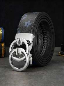 1 Piece Men's Letter Alloy Automatic Buckle Belt, Light Luxury Business Star-Printed Belt, 47 Inches, Suitable For Daily Commuting And Business Office, Simple And Low-Key. An Ideal Gift For Brothers, Family Members And Boyfriends On Christmas. - Multicolor - View 18