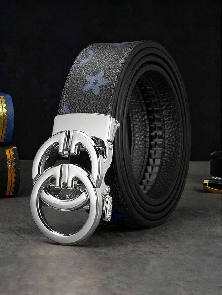 1 pièce Boucle de ceinture automatique en alliage avec motif lettre pour hommes, ceinture de luxe légère avec imprimé étoile, 120 cm, convient pour les déplacements quotidiens et le bureau, simple et discret. Un cadeau idéal pour les frères, les membres de la famille et les petits amis à Noël. - Multicolore - Voir 18