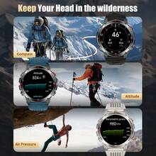 KENPANG ساعة ذكية رياضية خارجية جديدة لعام 2026 للرجال، تحديد المواقع GPS+Beidou، شاشة AMOLED HD 1.46 بوصة، مع مكالمات بلوتوث، مساعد صوتي، وظيفة التذكير، مقاومة للماء 3ATM، ضوء LED، أكثر من 100 وضع رياضي، قياس الارتفاع/الضغط الجوي/البوصلة، بطارية 540 مللي أمبير، متتبع لياقة صحي متوافق مع iOS و Android - متعدد الألوان - مشاهدة 7