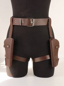 一套蒸汽朋克风格腰带，带双枪套，西部牛仔枪套套装，适用于狂欢节服装和牛仔角色扮演，情人节适用 - 彩色 - 查看 9