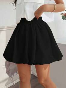 Solstice Apparel Bubble Pleat High Waist A-Line Mini Skirt, Matte Black Fabric, Suitable For Commute, Daily Wear, Date, Spring/Summer, Valentine's Day - Black - View 5