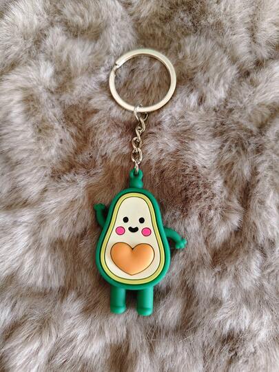 1 pieza Llavero de aguacate de dibujos animados, llavero de coche lindo, decoración colgante de mochila, cuerda trenzada, pequeño regalo