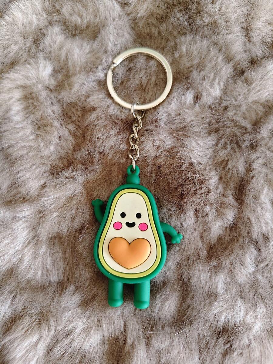 1个卡通牛油果钥匙扣，可爱汽车钥匙链，背包挂件装饰，编织绳，小礼物 - 薑色 - 查看 1