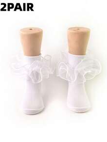 2 Pairs Infant/Toddler/Kids Ruffled Ballet Socks, Suitable For Babies/Toddlers/Children - Multicolor - View 11