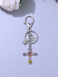 1个哥特复古心形蛇缠绕剑十字星吊坠钥匙扣 - 彩色 - 查看 8