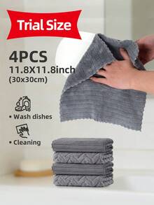 Bộ 4 khăn, gồm 4 khăn mặt và 4 khăn tắm, nhiều kích cỡ khác nhau, chất liệu lông cừu san hô mềm mại, thấm hút và khô nhanh, thích hợp cho phòng tắm, spa, phòng tập thể dục, bơi lội, quà tặng ngày Valentine và nhiều dịp khác. - Nhiều màu - Xem 12