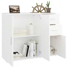 Villeneuve Aparador de madera contrachapada blanco 91x29,5x75 cm - Blanco - Ver 3