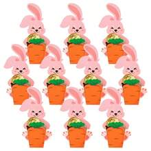 10个/20个/30个装复活节可爱兔子胡萝卜纸饼干糖果盒礼品包装盒儿童生日复活节派对礼物 - 彩色 - 查看 2