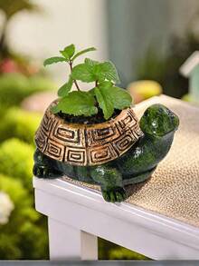 1pc Turtle Plant Pot Flowerpot Animal Garden Pots Resin Succulent Pots Planter Bonsai Plant Holder For Home Office Desk Mini Ornament - Multicolor - View 10