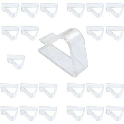 24 Pack Transparent Tablecloth Clips Plastic Clips - Windproof Transparent Clamps Securing Tablecloths At Indoor Outdoor Parties, Weddings, Events Camping Picnics Small