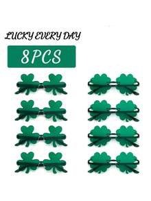 8个三叶草绿色装饰玻璃杯，适用于圣帕特里克节和爱尔兰节日 - 墨綠色 - 查看 1