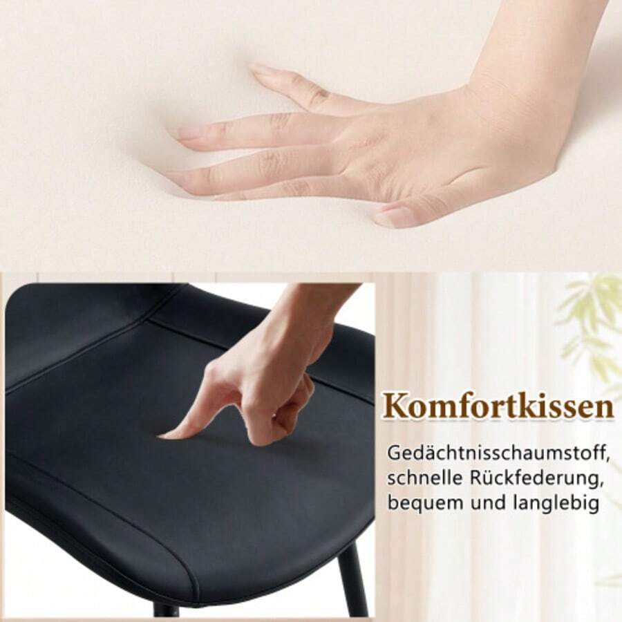 Minimalistisches Rundtisch-Set (mit 4 schwarzen Sesseln aus PU-Material und verbreitertem Komfortsitzkissen), runder Tisch mit 100 cm Durchmesser in schwarzer Holzoptik, geeignet für Wohnzimmer usw. - Noir - Voir 1