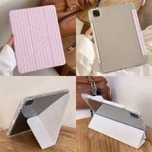 极简Y型可折叠亚克力透明水晶保护壳，兼容iPad Mini 6/7/9.7/10.2/10.5/10.9/12.9/13/Pro 11（第十代），支持多角度调节、6种支架摆放模式、内置笔槽、透明后盖、防摔保护、自动唤醒/睡眠