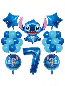 26入 Lilo & Stitch 鋁箔充氣氣球 1 2 3 4 5 6 歲生日派對裝飾 嬰兒派對氣球用品 玩具球 - 彩色 - 查看 3