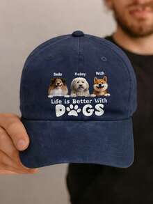 Custom-Made Personalized Hats, Featuring Multiple Names And Photos, Custom Pet Photos, Dog Photos, A Retro Washed Style, Five Color Options. Perfect For Dads, Father's Day Gifts, Birthday Gifts, And Stylish Items. Gifts For Pet Lovers - Multicolor - View 7
