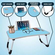 23 X 15 In Foldable Lap Desk,Sofa & Bed Table For Laptop Include IPad Slot And Cup Holder - Blue - View 7