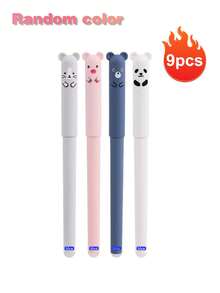 Bộ 4/7/9 bút bi mực đen có thể xóa, mực xanh dương, kèm tẩy, thiết kế dễ thương, ngòi 0.5mm, thân nhựa nhẹ, hộp đựng bút họa tiết đáng yêu, bộ quà tặng văn phòng phẩm, có thể thay ruột, văn phòng phẩm hoạt hình sáng tạo, viết trơn tru, thích hợp để ghi chú, lên kế hoạch, giải ô chữ, nhẹ và nhanh khô, lý tưởng cho văn phòng, viết, ghi chú và luyện thư pháp - Hoàn hảo cho mùa tựu trường. - Nhiều màu - Xem 17