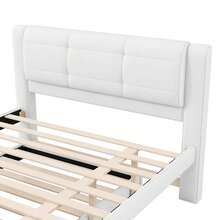 MERAX Full Size Upholstery Platform Bed With Trundle,Trundle Can Be Flat Or Erected - 米色 - 查看 11