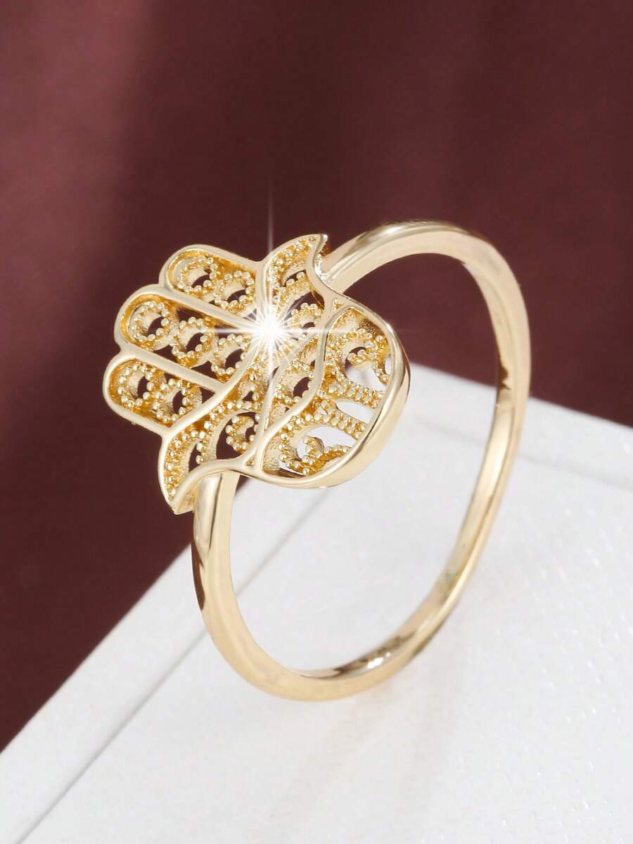 1pc Creative Palm-Shaped Smooth Design Fashion Ring For Women - Multicolor - View 1