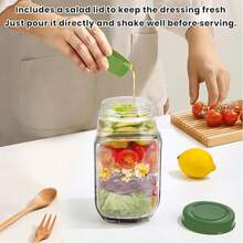 Green Salad Container, Mason Jar With Side Opening And Leak-Proof Lid, Microwave/Dishwasher/Fridge - Sealed Salad Container With Dressing Pot, Stackable Creative Design, Suitable For Meal Prep, Lunch, Dinner, Office Use, Salad Pod, Vertical Layering Salad Pod - Multicolor - View 2
