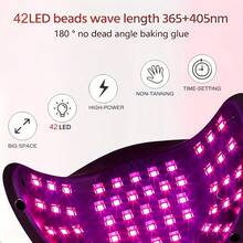 智能美甲灯，红光快速固化，四档定时，大LED运行灯显示，42颗LED双光源自动感应，可拆卸底座，专业美甲工具，手脚均可使用，高功率 - 白色 - 查看 5