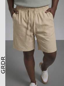 GRDR Pantalones cortos de lino casuales con cordón para hombre, verano - Albaricoque - Ver 1