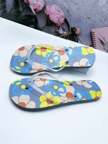 New Flip Flops For Women, Fashion Versatile EVA Non-Slip Soft Comfortable Lightweight Personalized Beach Walking Shock-Absorbing Slippers - Teal Blue - View 3