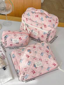 1件套红色蝴蝶结小熊化妆包，拉链化妆包，可收纳护肤品、化妆品、润唇膏、防晒霜、护手霜、耳机、零钱及其他小物件，可爱化妆包，日常通勤、旅行、宿舍必备，适合作为礼物送给朋友、生日、伴娘、母亲节、教师节等。 - 粉色 - 查看 11