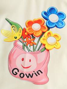 2pcs Girls Floral Print Vest Top And Plaid Elastic Waist Pleated Skirt Set, Showcasing Sweet And Collegiate Style, Suitable For Spring/Summer Outdoor Activities - Yellow - View 6