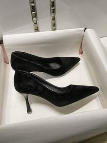 VIP.MRS.KING Women's Elegant Pointed Toe Black High Heels, Simple Versatile Office Commute Shoes - Black - View 8