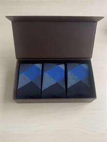 1 Pair Men's Socks, Classic Diamond Pattern, Reinforced Sole, Mid-Calf Length, Business Style, Spring/Autumn