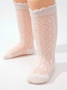 5 Pairs Random Children Plain Mid-Calf Socks, Versatile Mesh Ankle Socks - Multicolor - View 9