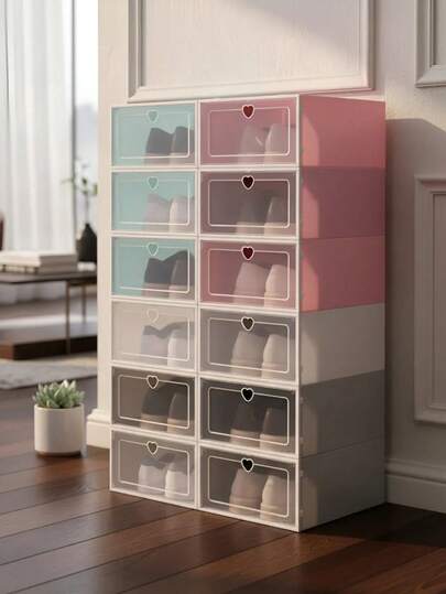 Zapatera Caja Apilable Plegable Organizador Multiusos, Con 4 Diferentes Colores