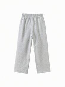 Balabala Mikko Girls Knitted Pants, Elastic Waist, Cute Cartoon Print, Soft Comfortable Fabric, Easy Movement Daily Bottoms - Light Gray - View 2