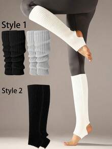 1 par varma benvärmare för kvinnor som går över knäna, lämpliga för 80-talsfester, balett, yoga och andra tillfällen. Neonribbade varma benvärmare för tonåringar, lämpliga för 80-talsfester, sport, yoga, julklappar - Multifärgad - Visa 1