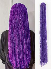 Braids Crochet Box Braids Colored Synthetic Hair Extensions Pure Brown Pink Crochet Braids Hair - Multicolor - View 15