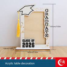 1pc Wooden Graduation Cap Photo Frame - Inspirational Graduation Memento, Classic Vertical Desktop Display Stand, Suitable For Graduates To Showcase Graduation Photos, Graduation Party Decor - Multicolor - View 6