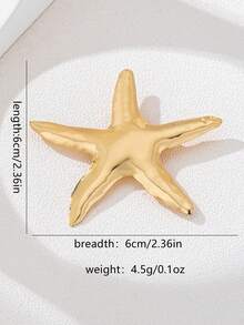 Broșă la modă cu stea de mare 1 buc, accesoriu vestimentar pentru femei, seria Ocean - Aur Galben - Vizualizare 4