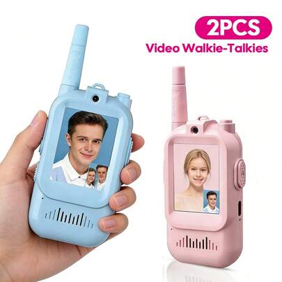 1Pair Toy Video Walkie-Talkie, With Voice Changer 500 Feet Range,650mAh Lithium Battery With Long Battery Life, For Indoor Play Camping Hiking Travel