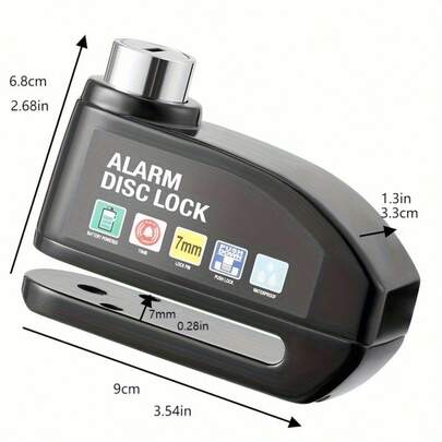 Motorcycle/Bicycle Disc Brake Lock With Alarm, Electric Bike Anti-Theft Lock, Cycling Accessories