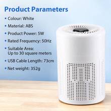 Hailicare Purificador de aire mini USB con filtro HEPA, iones negativos y silencioso. Incluye pastilla de fragancia para eliminar el formaldehído, el humo, el polvo y el pelo de mascotas en el hogar, la oficina y el dormitorio - Blanco - Ver 11