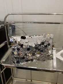 Fashionable Glitter Sequin Rectangle Clutch Bag, Zipper Wristlet Pouch, Unique Chain Strap Envelope Crossbody Bag For Women