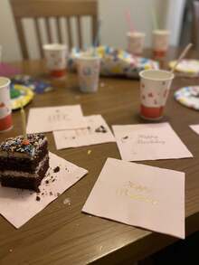 50/20/1 Pack Pink Napkins With Foil Happy Birthday Pattern, Disposable Tissue Paper Napkins Suitable For Birthday, Restaurant, Holiday Party, Celebration Decoration; Elegant Napkins; Soft Paper Quality, Holiday Party Napkins